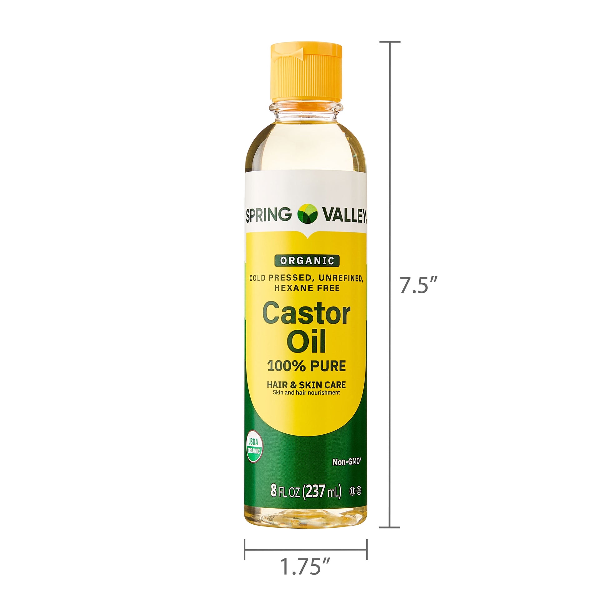 Cold-Pressed Castor Oil - Unrefined & Hexane-Free, Organic for Hair & Skin, 8 Fl Oz