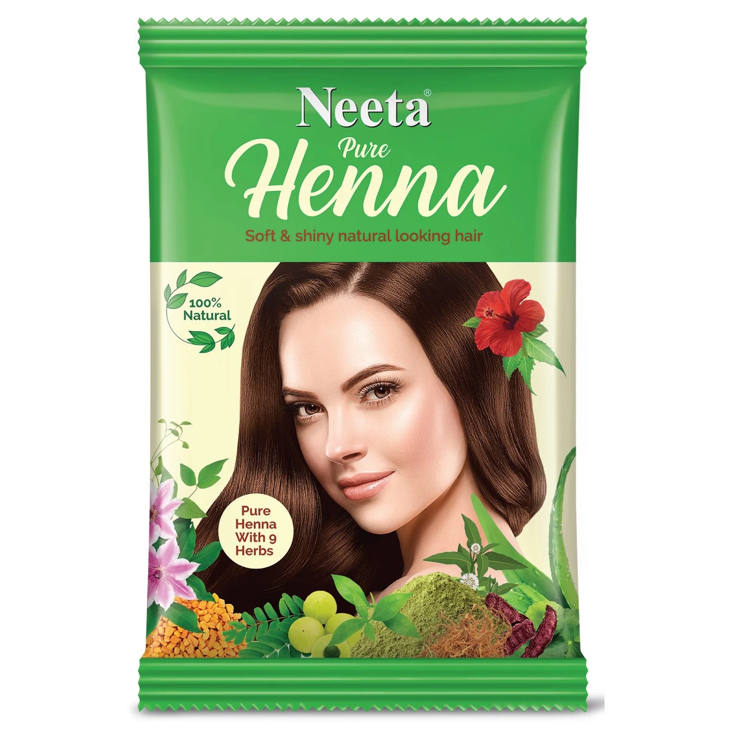 (2 Pack)  100% Natural Pure Henna with 9 Herbs for Hair, Chemical Free Dye, Soft & Shiny Hair, 4.40 Oz