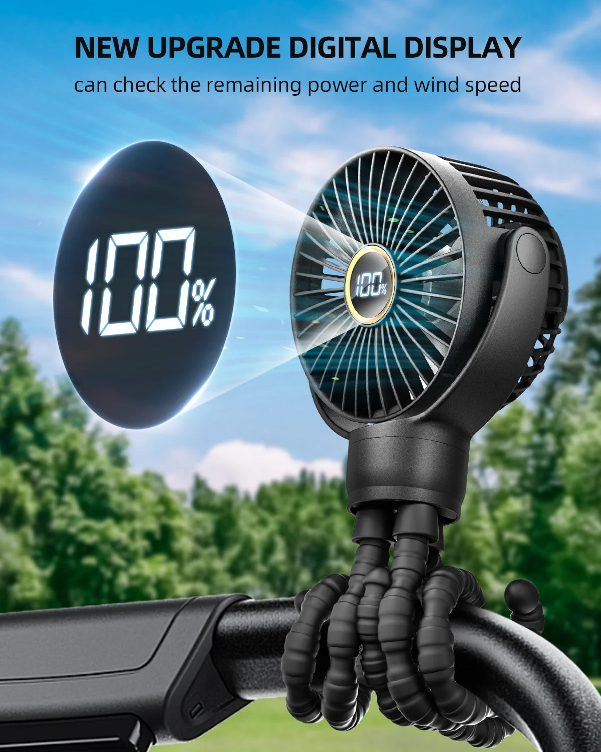 Frsara Portable Baby Stroller Fan - Clip On, Safe Quiet 4000Mah, 3-Speed Baby Fan for Stroller/Car Seat/Desk/Travel/Bike/Camping - Black