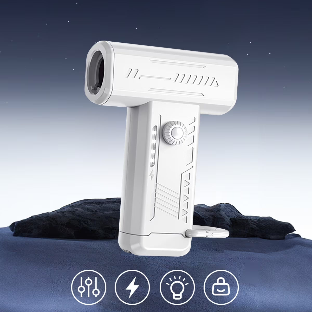 Portable Handheld Fan W/ LED Light, 130000RPM Turbo Dry Mini Air Blower Violent Fan Super Turbofan Brushless Motor Rechargeable, White