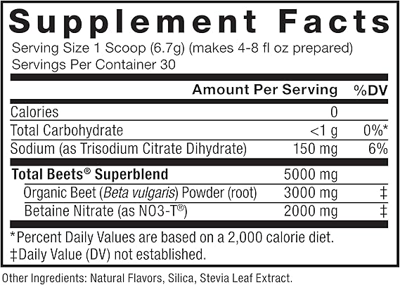 Force Factor Total Beets Organic Beetroot Powder, 30 Servings